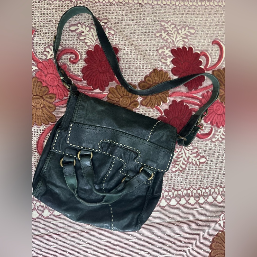 Lucky Brand dark green leather crossbody bag.